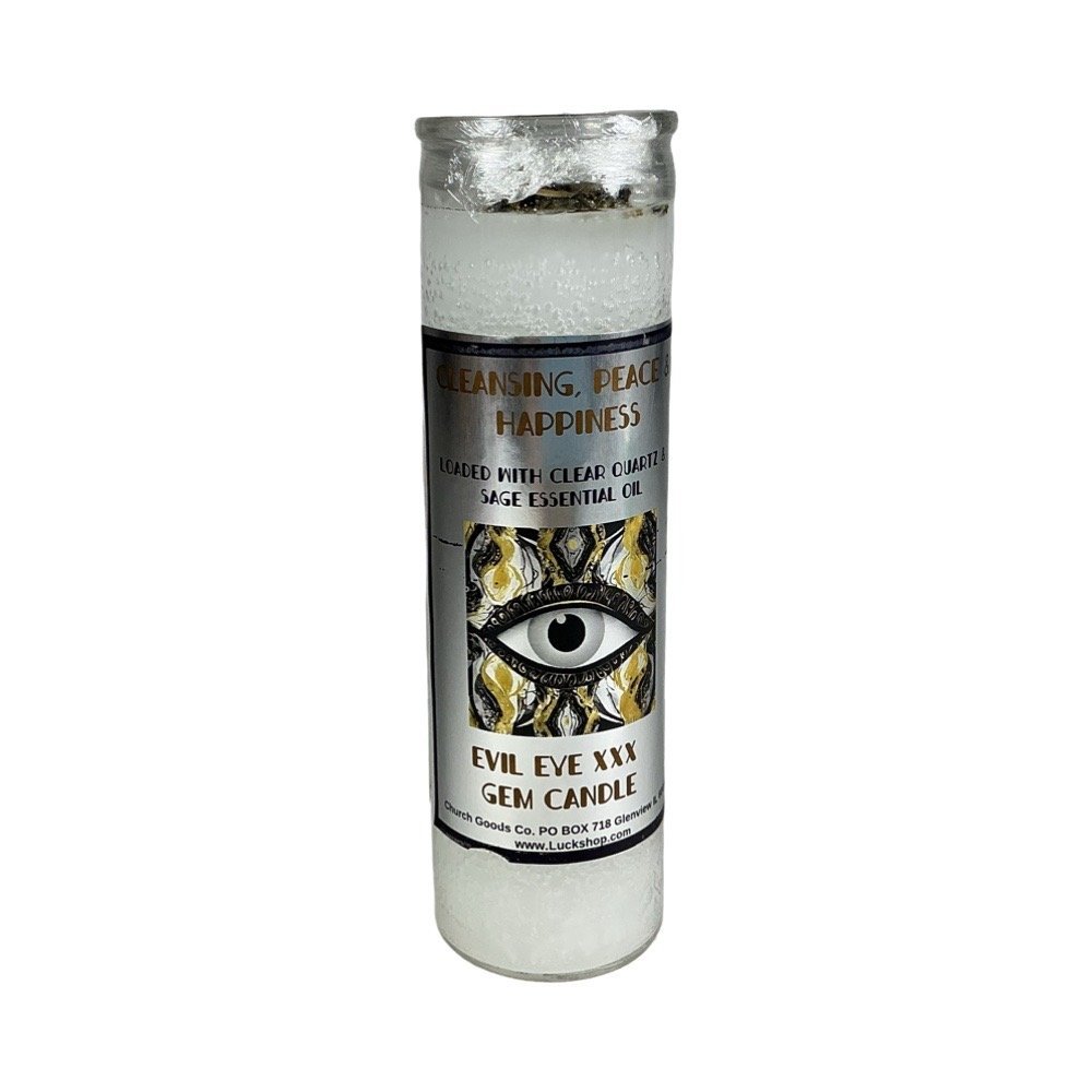 7 Day Cleansing & Peace Evil Eye XXX "Gemstone" Candle with (Clear Quartz)