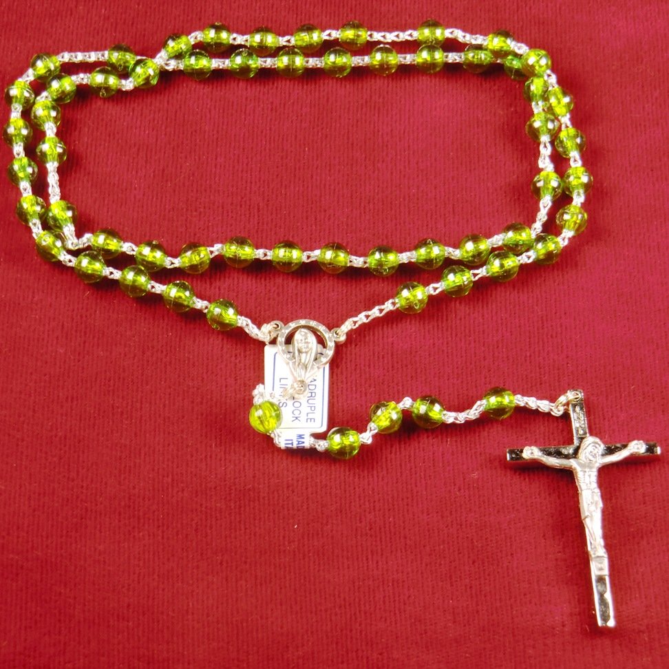 Rosario In Vetro Italiano Con Peridoto – 6mm – Pietra Di Nascita Di Agosto
