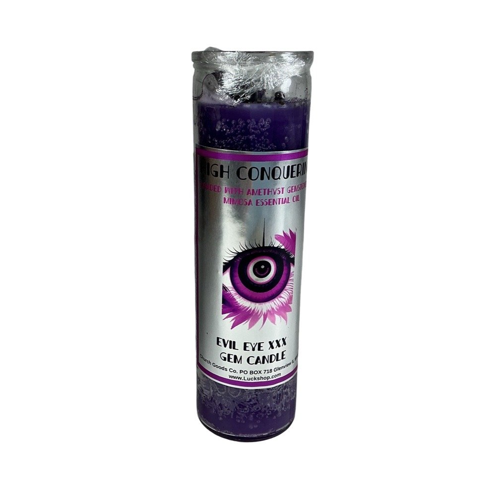 7 Day High Conquering Evil Eye XXX Gemstone Candle Amethyst